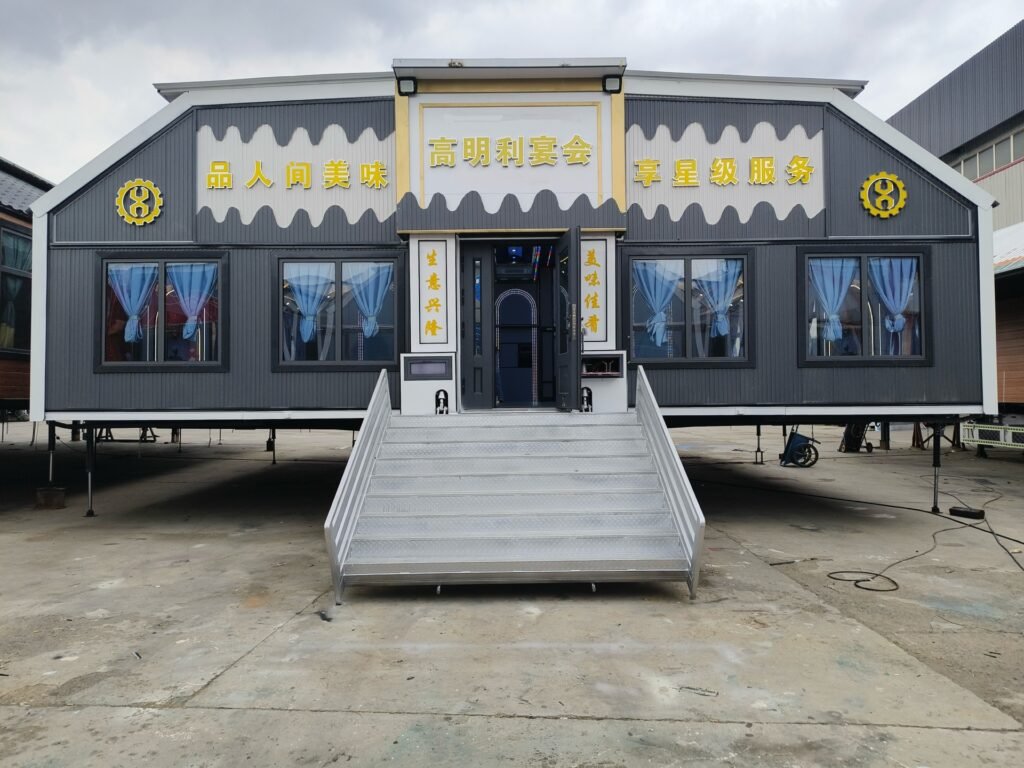 How to Plan a Site for an Expandable Mobile Banquet Hall mb160 mobile banquet trailer exterior